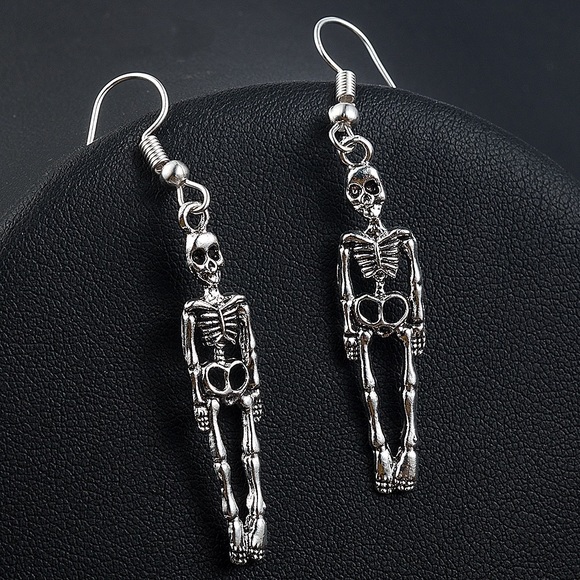 Any 2/$20! Antiqued Silver Skeleton Dangle Earrings - Picture 6 of 8